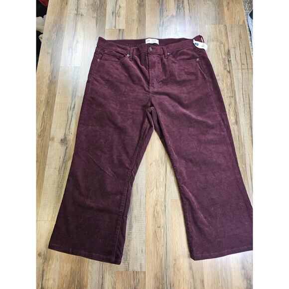 Gap 70s Flare Corduroy Pants Size 18 R High Rise Patch Pocket Wine NWT Wide Leg - Picture 7 of 9